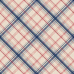 Seamless traditional tartan pattern with vertical and horizontal navy and red stripes on a cream background. Perfect for classic textile designs and packaging.