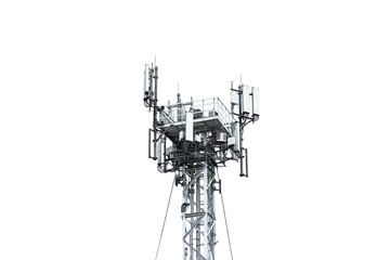 Closeup of broadcasting tower with wireless transmitters