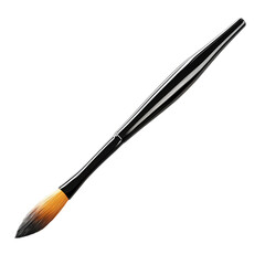 An elegant black handled paintbrush ready to create a visual masterpiece. Its bristles are poised to transform a blank canvas into a stunning work of art.