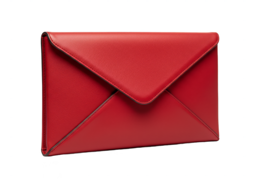 Isolated Red Glitter Envelope Clutch For Celebrations On Transparent