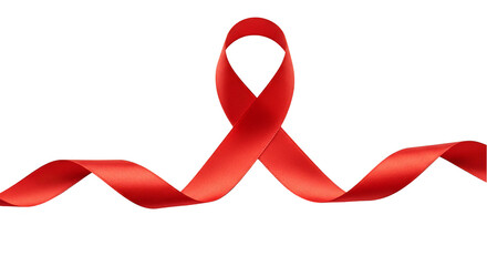 Isolated Red Ribbon Symbol Aids Awareness with Transparent Background