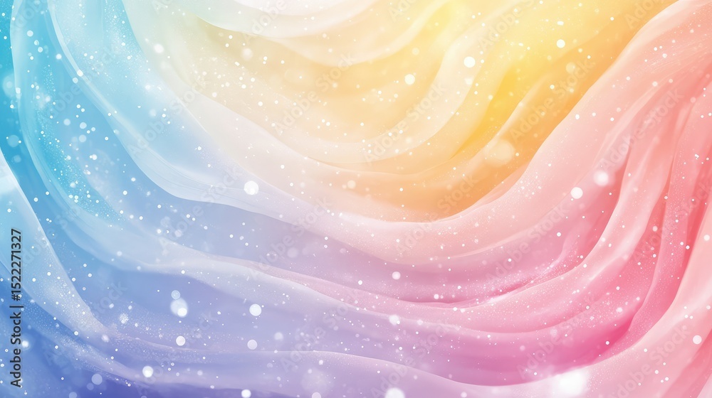 Poster soft abstract colorful background with flowing waves and sparkling particles for use in digital proj