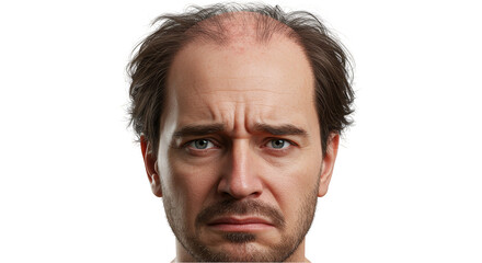 Obraz premium Isolated Portrait of Sweaty Faced Man Depicting Stress and Anxiety