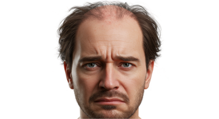 Isolated Portrait of Sweaty Faced Man Depicting Stress and Anxiety