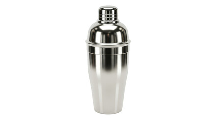 Isolated Shiny Silver Cocktail Shaker Tool for Bartender Drink Mixing