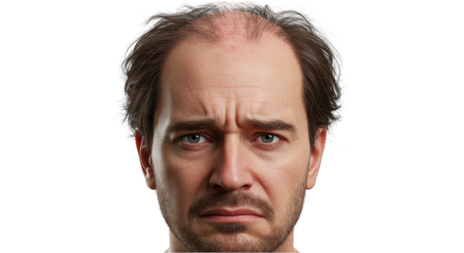 Isolated Portrait of Sweaty Faced Man Depicting Stress and Anxiety