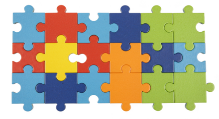 Isolated Puzzle Pieces Connection Teamwork Colorful Concept Illustration