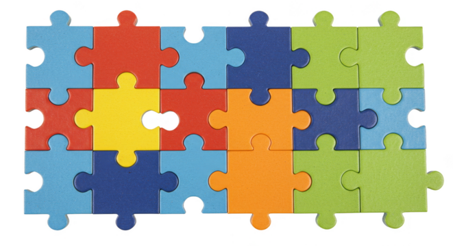 Isolated Puzzle Pieces Connection Teamwork Colorful Concept Illustration