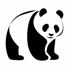 panda black and white illustration minimalist
