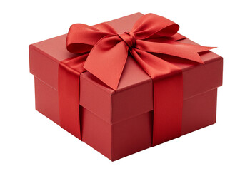 Fototapeta premium Isolated Red Gift Box with Bow for Celebration on Transparent Background