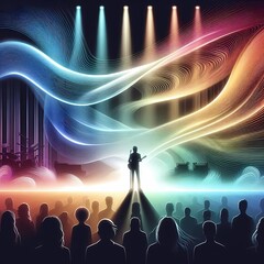 Vibrant Stage Performance with Colorful Lights  
