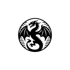 Round dragon logo dragon logo