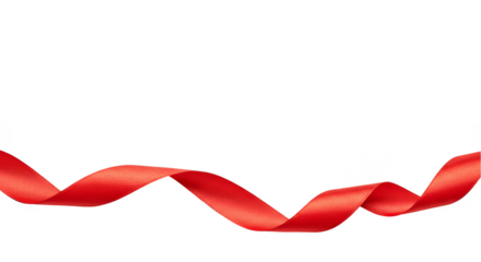 Isolated Red Ribbon Silk Satin Wave on Transparent Background PNG