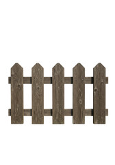 Obraz premium Isolated Rustic Brown Picket Wood Fence Panel On Transparent Background