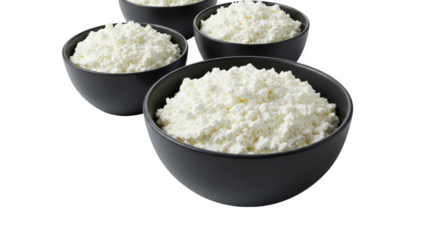 Isolated Transparent Background Bowls of Cottage Cheese Fresh Dairy Food