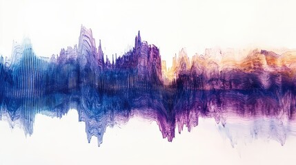 Abstract Sound Wave Visualization in Vibrant Purple and Orange Hues Representing Audio Frequencies and Artistic Expression in Contemporary Digital Art