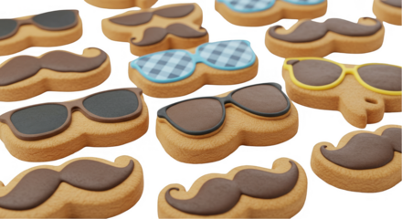 Isolated Background of Moustache and Sunglasses Cookies Celebration Dessert