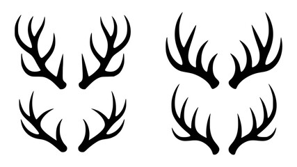 Black deer antler silhouettes on white background