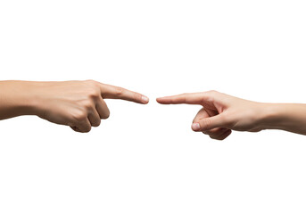 Isolated Background Two Hands Fingers Pointing Each Other Interaction