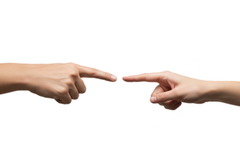 Isolated Background Two Hands Fingers Pointing Each Other Interaction