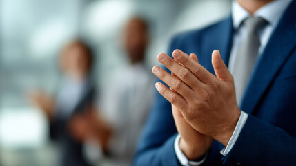 Businessman clapping in conference