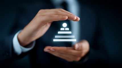 Hands protecting employee icon hierarchy