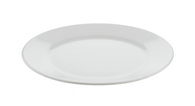 Isolated Transparent Background of Empty White Round Ceramic Plate