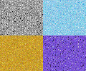 Fototapeta premium Four seamless textures imitating disco ball surface in silver, blue, gold and purple.