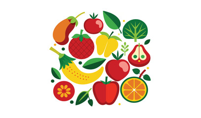Colorful fruit and vegetable circle design