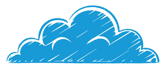 Blue cloud illustration with hand drawn scribble style
