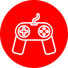 Video Game Controller Vector Line White Circle Red