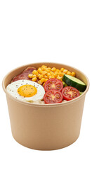 Isolated Bowl of Fresh Egg Corn Tomato And Cucumber Food on Background