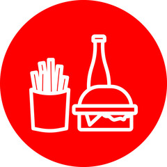 Fast Food Vector Line White Circle Red