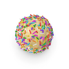 White Chocolate Truffle with Colorful Sprinkles isolated on transparent background