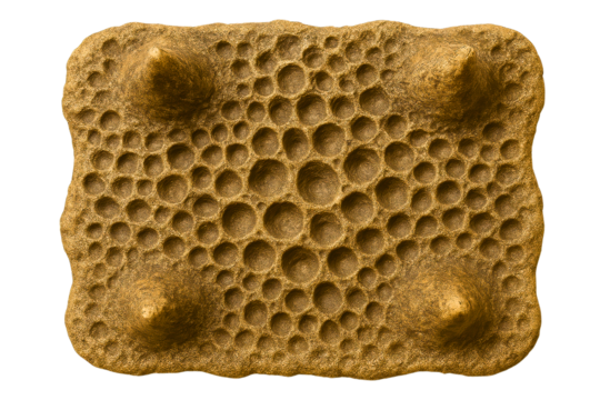 Textured decorative panel resembling honeycomb structure on a transparent background