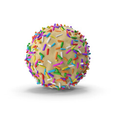 White Chocolate Truffle with Colorful Sprinkles isolated on transparent background