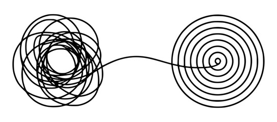 Chaos to order abstract concept illustration on white