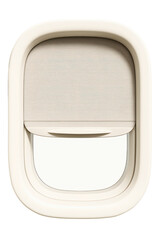 Soft light filtering through a closed airplane window shade on a transparent background