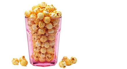 Isolated Transparent Background of Popcorn Snack in Pink Container