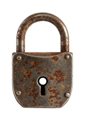 Isolated Transparent Background of Rusty Antique Iron Padlock Old Look