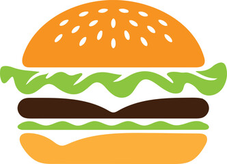 hamburger vector icon, cheeseburger silhouette, fast food burger design