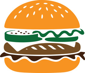 hamburger vector icon, cheeseburger silhouette, fast food burger design