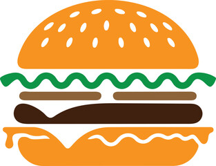 hamburger vector icon, cheeseburger silhouette, fast food burger design