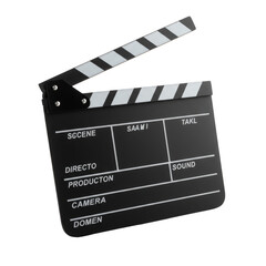 Obraz premium Isolated Transparent Clapperboard Black Film Slate Action Movie Production