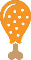 chicken drumstick vector, grilled leg icon, grilled chicken leg silhouette