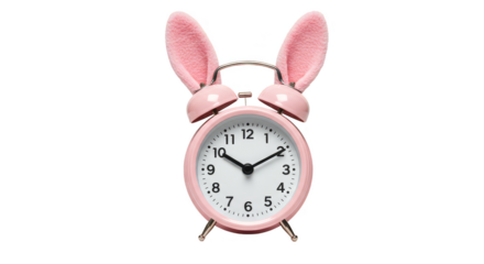 Isolated Transparent Pink Bunny Ear Clock Time Easter Celebration