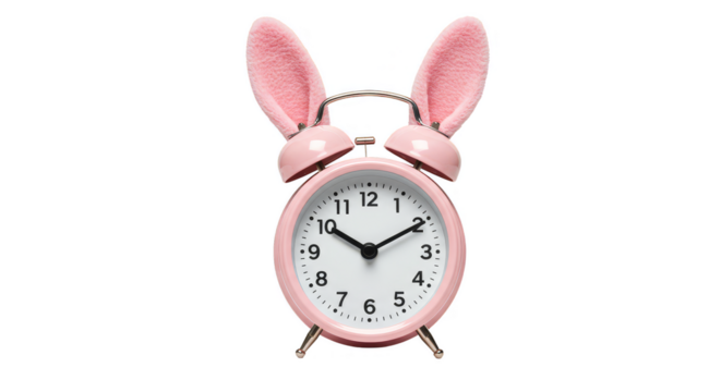 Isolated Transparent Pink Bunny Ear Clock Time Easter Celebration