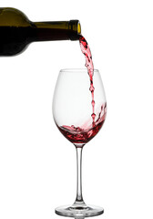 Isolated Transparent Background of Wine Pouring Into Glass Still Life