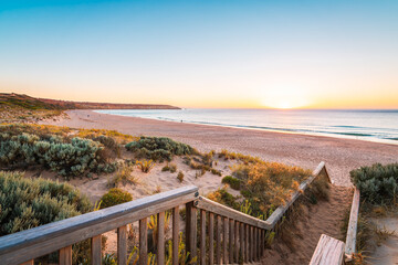 Maslin Beach with Red Ochre Cove at sunset, Fleurieu Peninsula, South Australia