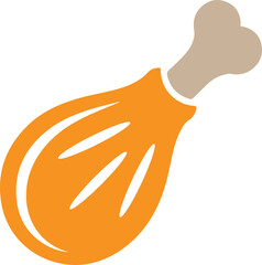 chicken drumstick vector, grilled leg icon, grilled chicken leg silhouette
